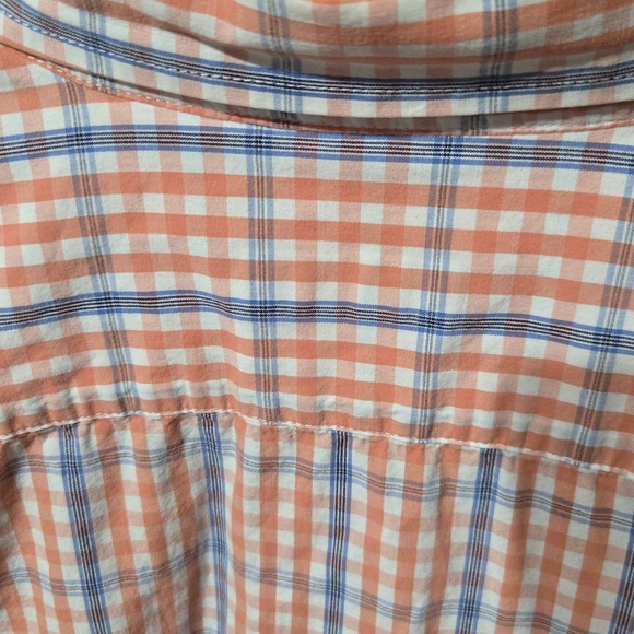 IZOD Men's Orange and Blue Plaid Shirt - Picture 2 of 4